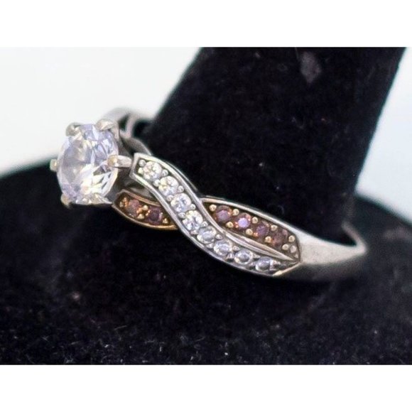 Size 9 1/2 Vintage Sterling Silver Gemstone Ring - A16 - Picture 3 of 4